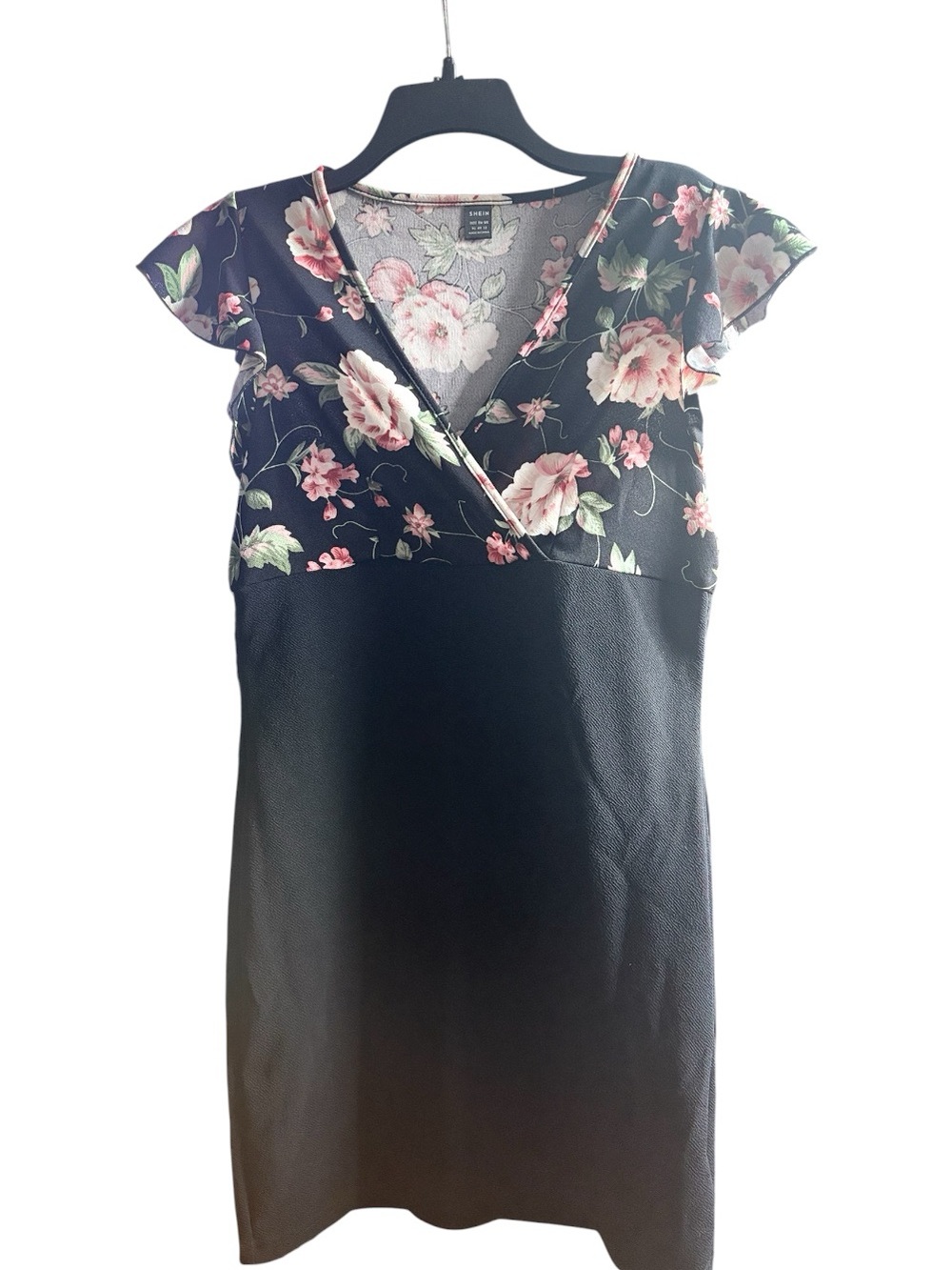 SHEIN Black Floral Midi Dress